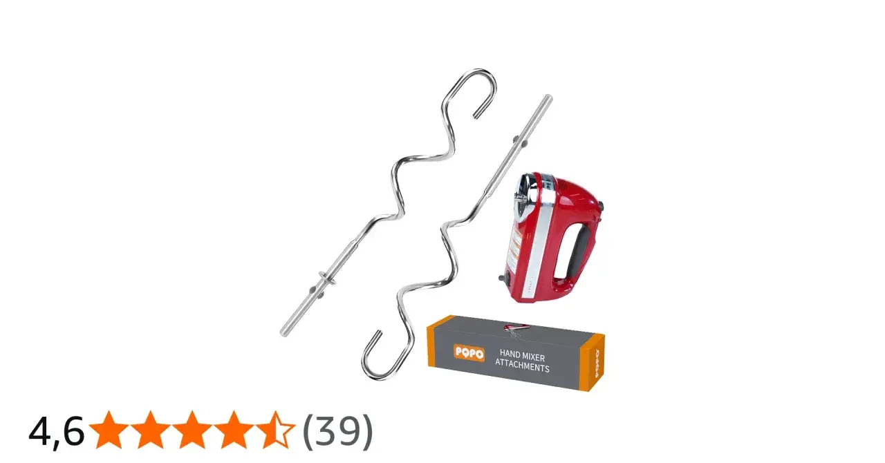 Batteur électrique rouge avec crochets pour pétrir la pâte. Ces crochets sont essentiels pour mélanger et aérer vos préparations.