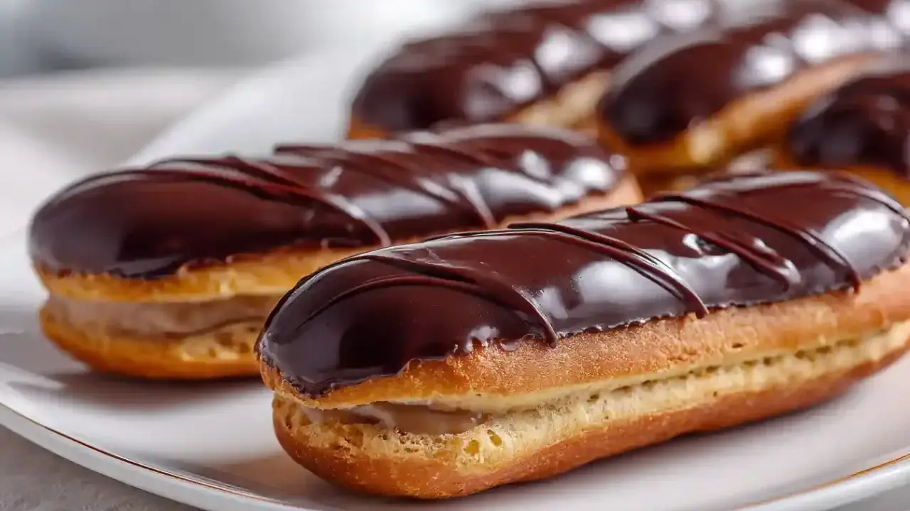 Éclairs au chocolat, leur glaçage brillant et leur crème onctueuse invitent à la gourmandise.