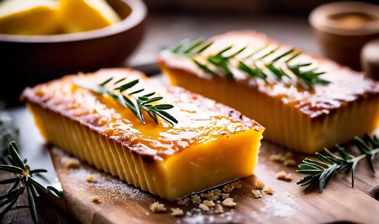 Deux tartes dorées, garnies de romarin, témoignent d'une cuisson pâte feuilletée réussie. Un délice visuel.