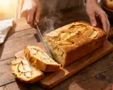 Un quatre-quarts aux pommes moelleux et parfumé, prêt à être dégusté. La meilleure recette pour un goûter réconfortant.