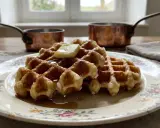 Gaufres dorées, leur texture aérienne révèle la douceur de la pâte à gaufre. Un délice avec du beurre et du sirop.