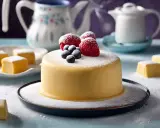 Un délicieux fondant pâtissier, orné de fruits rouges et de myrtilles, est prêt à être dégusté.