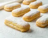 Douceur poudrée de sucre glace sur des biscuits cuillères dorés, prêts à être dégustés.