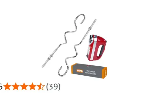 Batteur électrique rouge avec crochets pour pétrir la pâte. Ces crochets sont essentiels pour mélanger et aérer vos préparations.