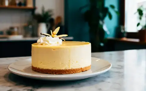 Gâteau crémeux à la vanille, garni de chantilly et d'une fleur. Une idée pour une recette ganache vanille sans chocolat blanc Marmiton.