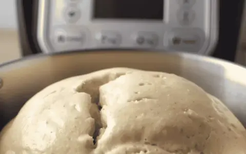 Pâte à pain gonflée dans un bol, prête pour le temps de pétrissage du pain au robot.