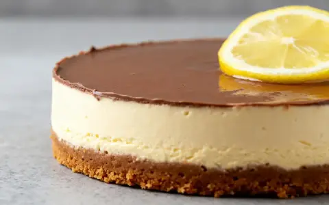 Gâteau au chocolat et à la crème, garni d'une tranche de citron. Une recette insert citron parfaite pour l'été.