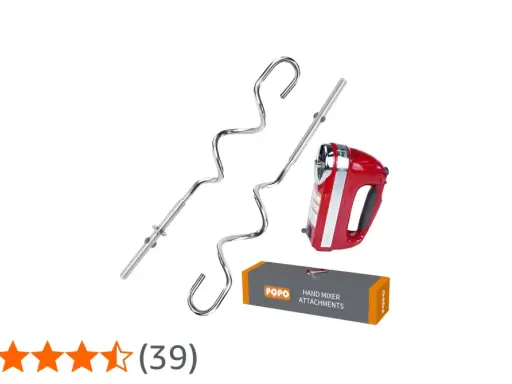 Batteur électrique rouge avec crochets pour pétrir la pâte. Ces crochets sont essentiels pour mélanger et aérer vos préparations.