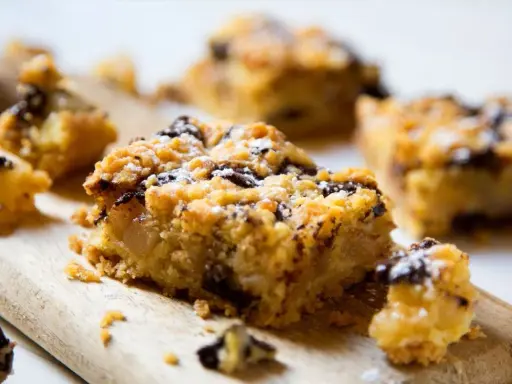 Délicieux crumble chocolat, avec sa pâte dorée et ses éclats de chocolat noir, saupoudré de sucre glace. Un vrai délice !