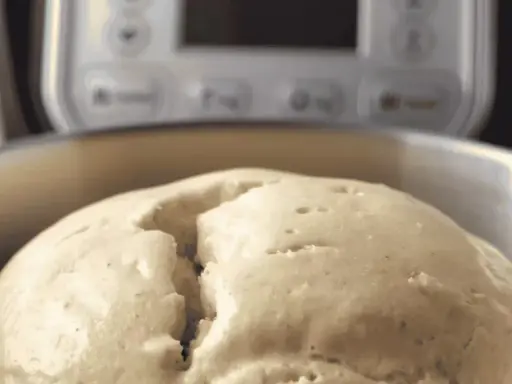 Pâte à pain gonflée dans un bol, prête pour le temps de pétrissage du pain au robot.