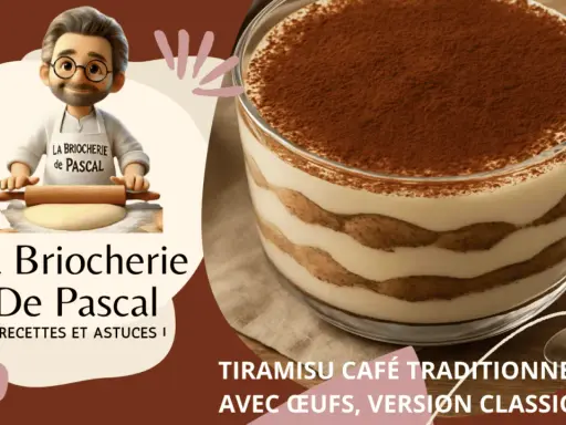 Un délicieux tiramisu recette classique, avec des couches de crème et de café, saupoudré de cacao. Pascal de La Briocherie partage ses astuces.