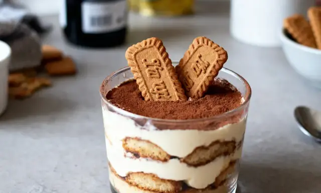 Un tiramisu spéculoos gourmand, prêt à être dégusté. Une recette facile pour un dessert parfait.
