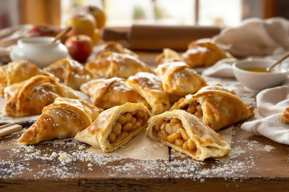 Délicieux chaussons aux pommes faits maison, leur pâte feuilletée dorée révèle une garniture généreuse. Une recette parfaite pour un goûter gourmand.