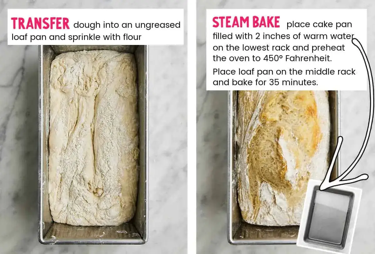 Pâte à pain dans un moule, prête à cuire. Une étape clé pour comment faire un bon pain : la cuisson à la vapeur.